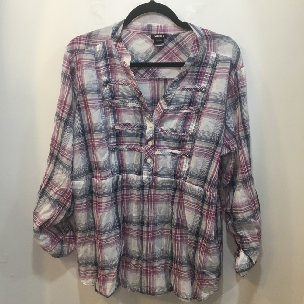 torrid Plaid Challis Babydoll Top